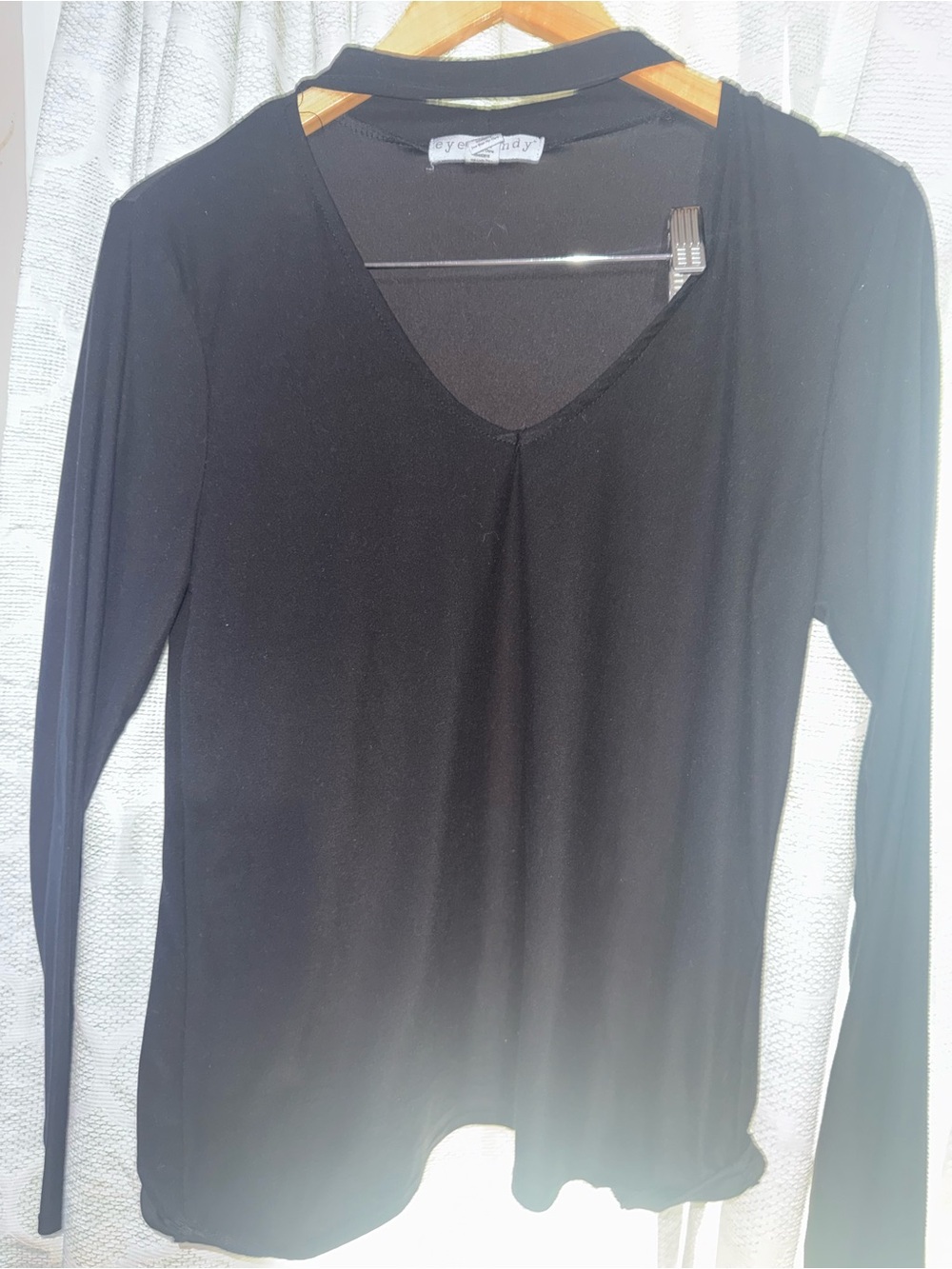 eye candy Black Long Sleeve V-Neck Top